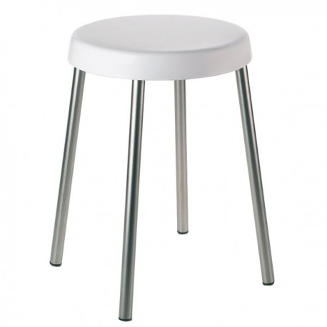 SGABELLO RONDO BIANCO GAMBE IN ACCIAIO