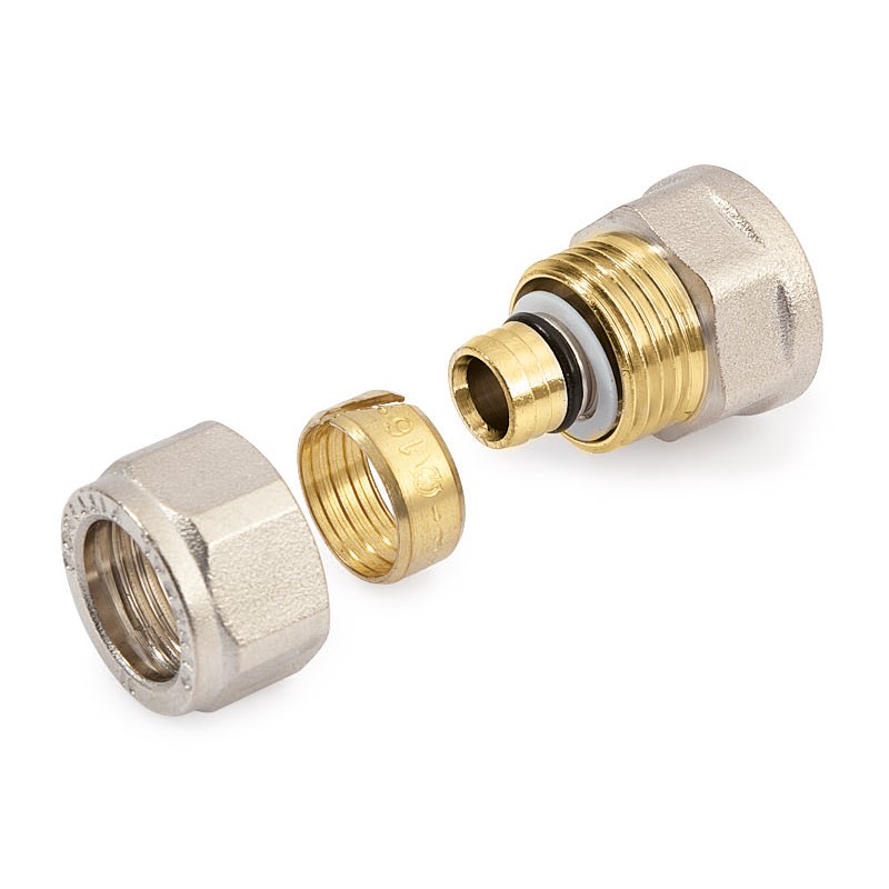 Raccordo diritto con dado in ottone a scorrimento libero F 15 x 21 per tubo acciaio QUICK PLOMBERIE