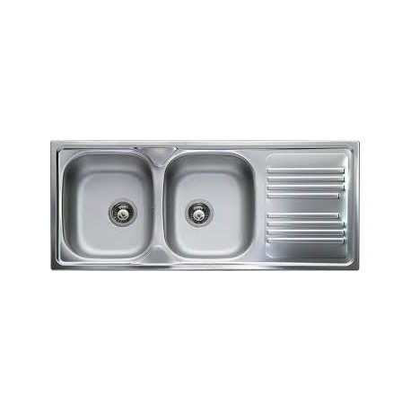 LAVELLO INOX INCASSO 2 VASCHE SX 116 X 50
