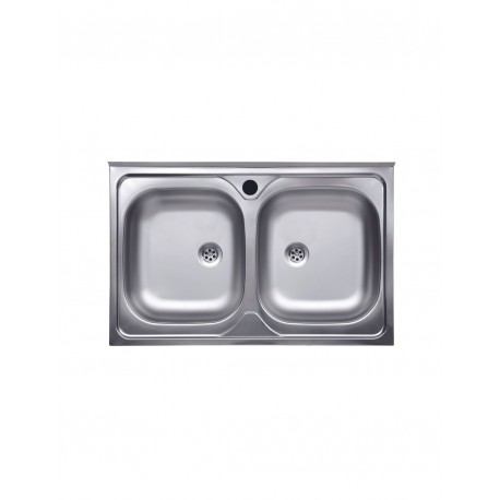 LAVELLO INOX APPOGGIO 2 VASCHE CM. 80 X 50